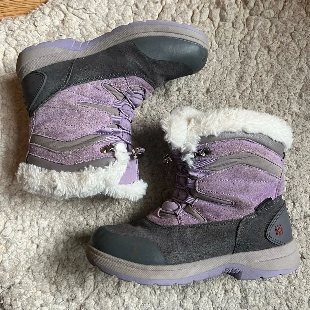 Swiss Tech Girls Purple Suede and Gray Insulated Waterproof Winter Boots Youth 3